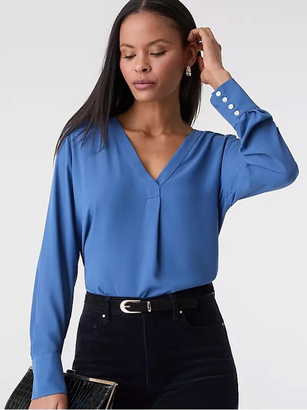 Ann Taylor Mixed Media Pleat Front Top NWT